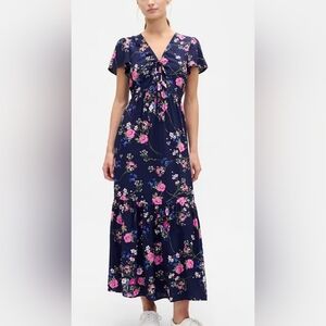 Gap Ruched V-Neck Maxi Dress